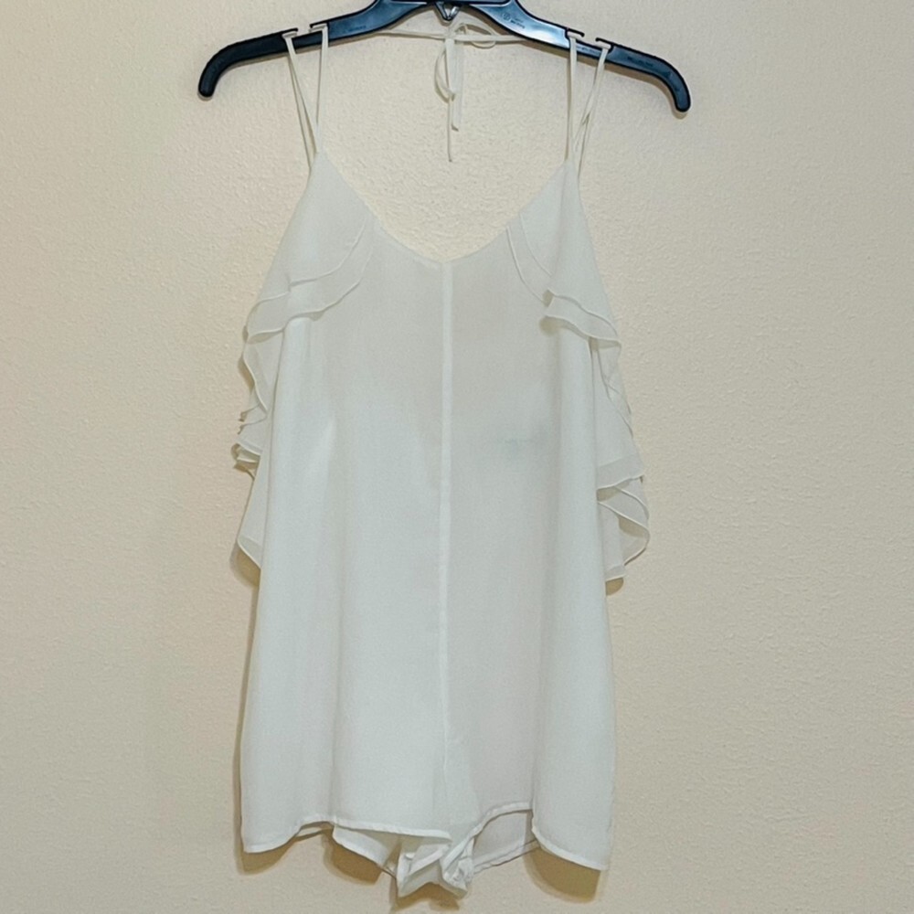 Lovers + Friends Ivory V-Neck Romper Size XS